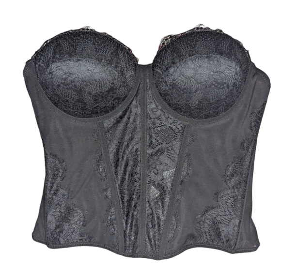 NWT Reo Ria Black Lace Corset Bra size woman's Large - Picture 1 of 8